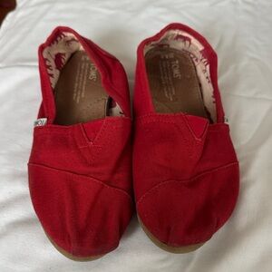 TOMS Vibrant Red Canvas Slip-Ons